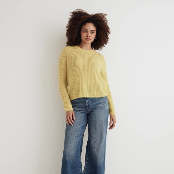 Madewell Ribbed Crewneck Sweater in Heather Citron Size Large - Picture 2 of 12